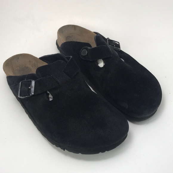 Birkenstock Shoes - Birkenstock Suede Clogs Black Size 39